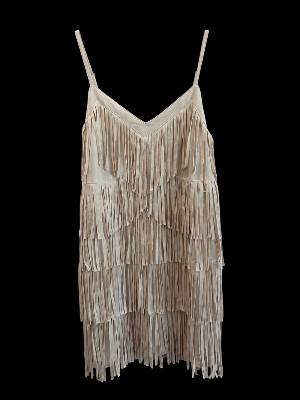 Idyllwind Brixworth Country Cowgirl Faux Suede Fringe Cream Mini Dress Medium